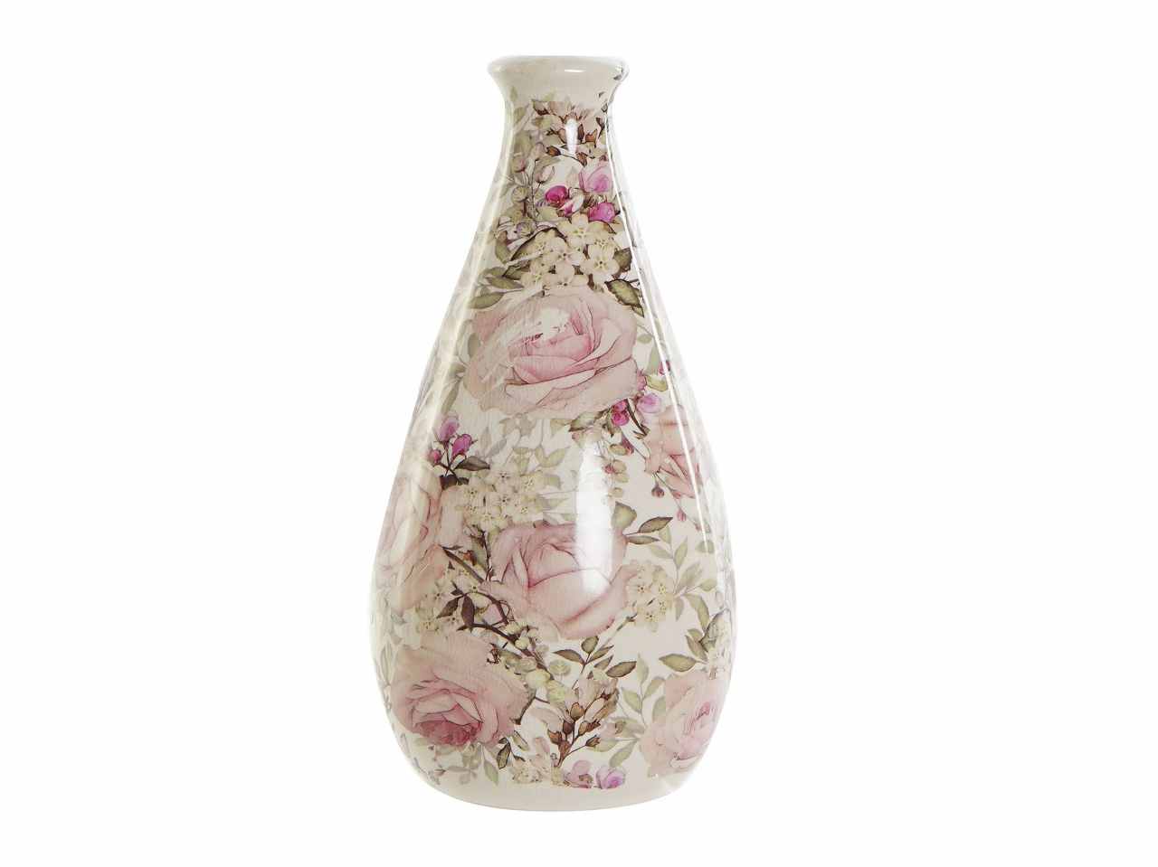 Vaso ceramica 13x15 fiori bianchi ld-188881