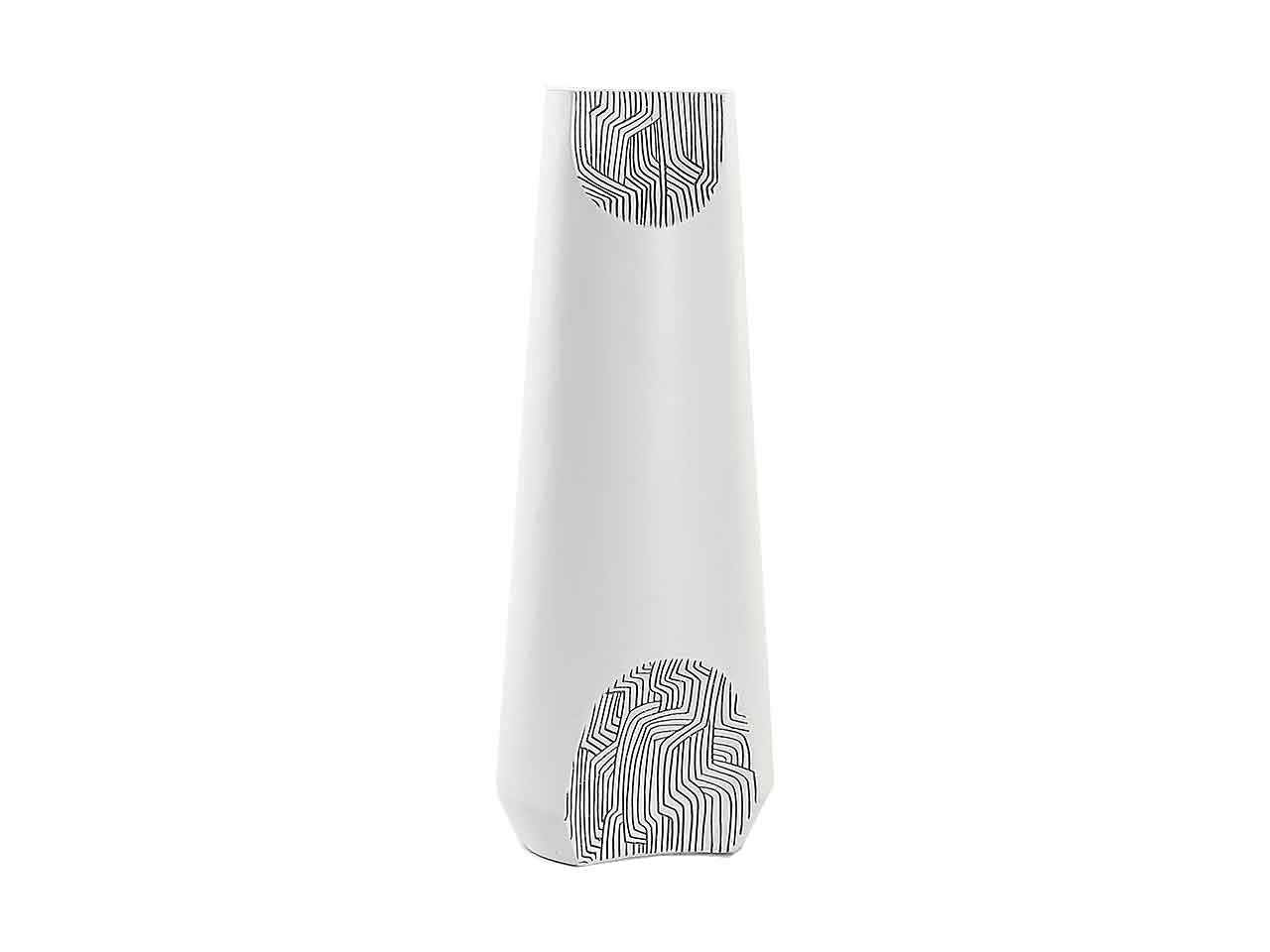 Vaso resina 18x18x50 astratto bianco ld-189625