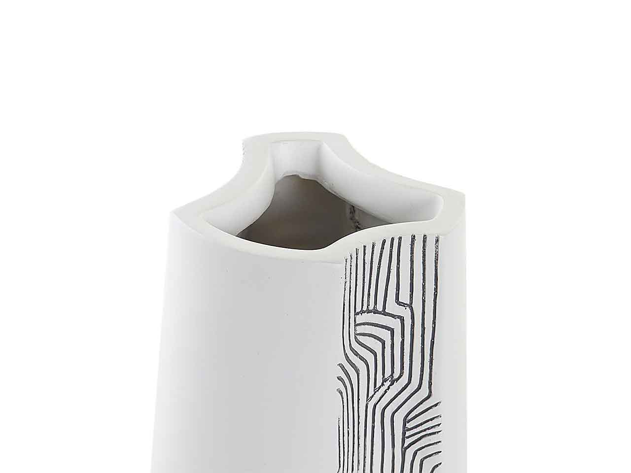 Vaso resina 15x15x35 astratto bianco ld-189626