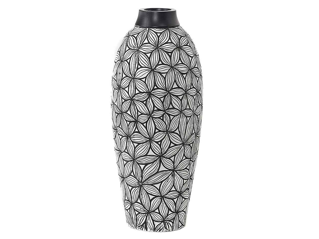 Vaso resina 18x18x43cm fiori neri ld-189635