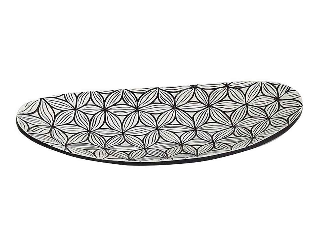 c.tavola resina 36x17x5 fiori nero  ld-189637