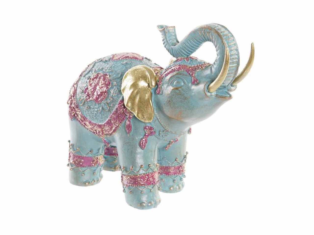 Elefante in resina 21x8,5x16,8cm colore turchese