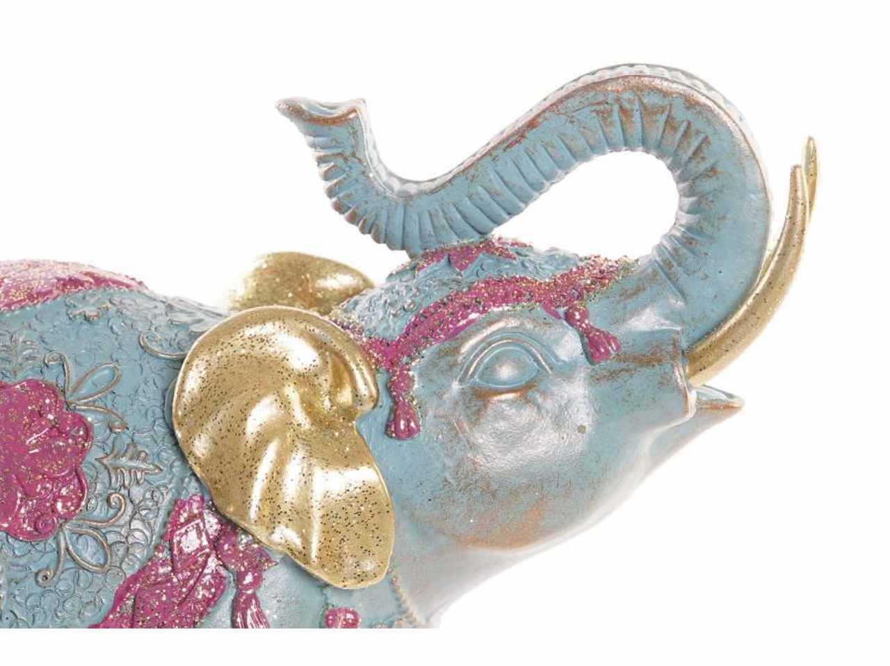 Elefante in resina 21x8,5x16,8cm colore turchese