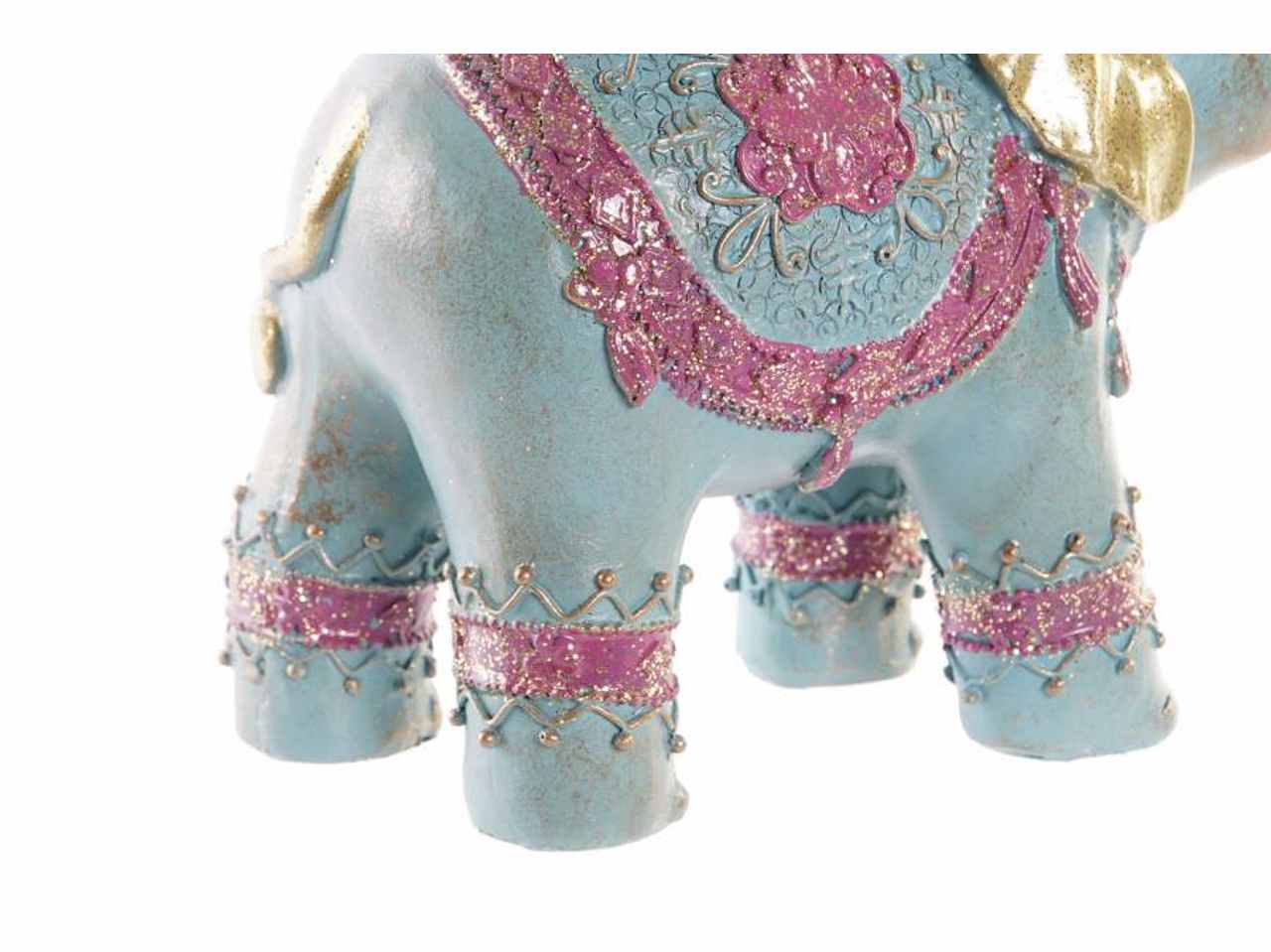 Elefante in resina 21x8,5x16,8cm colore turchese