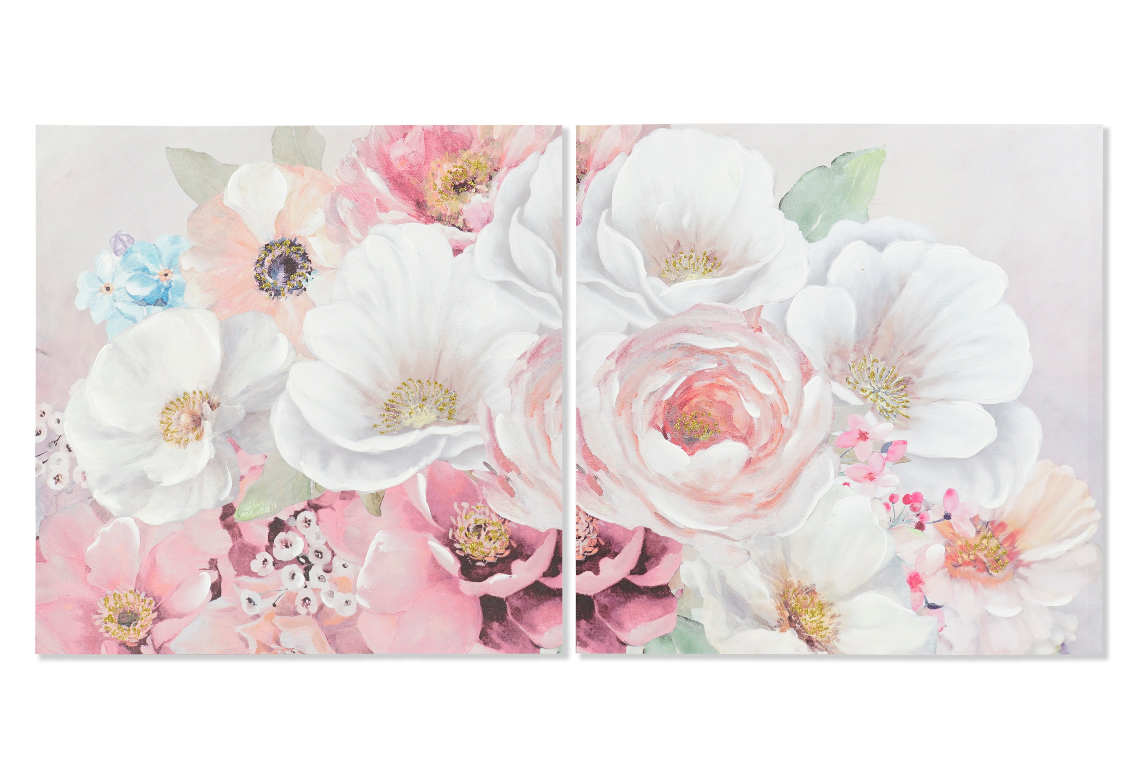 Quadro tela in mdf 60x2,5x60cm decoro fiori in 2 modelli assortiti