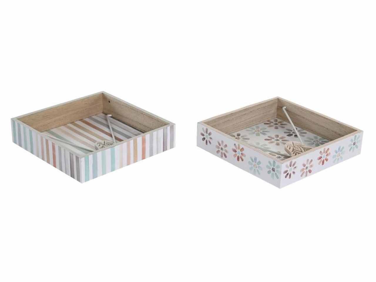 Portatovaglioli mdf metallo 18x18x4cm 2 assortimenti