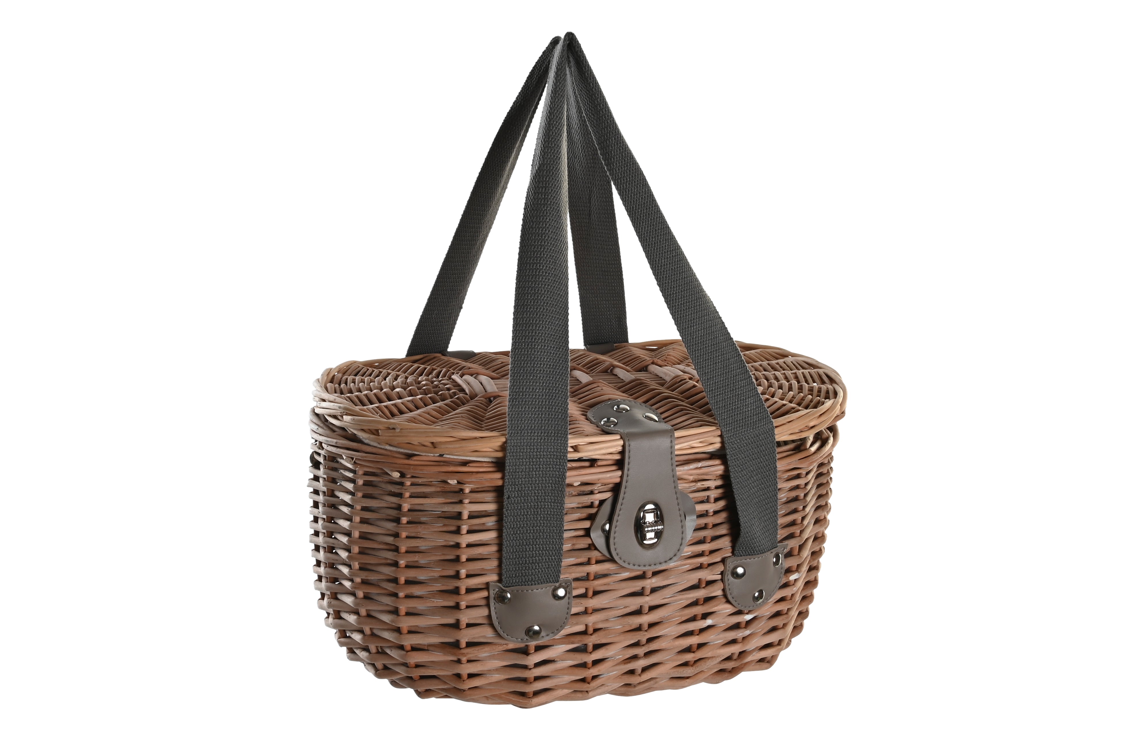 Cesta da picnic set con 10 accessori in vimini 39x28x22cm