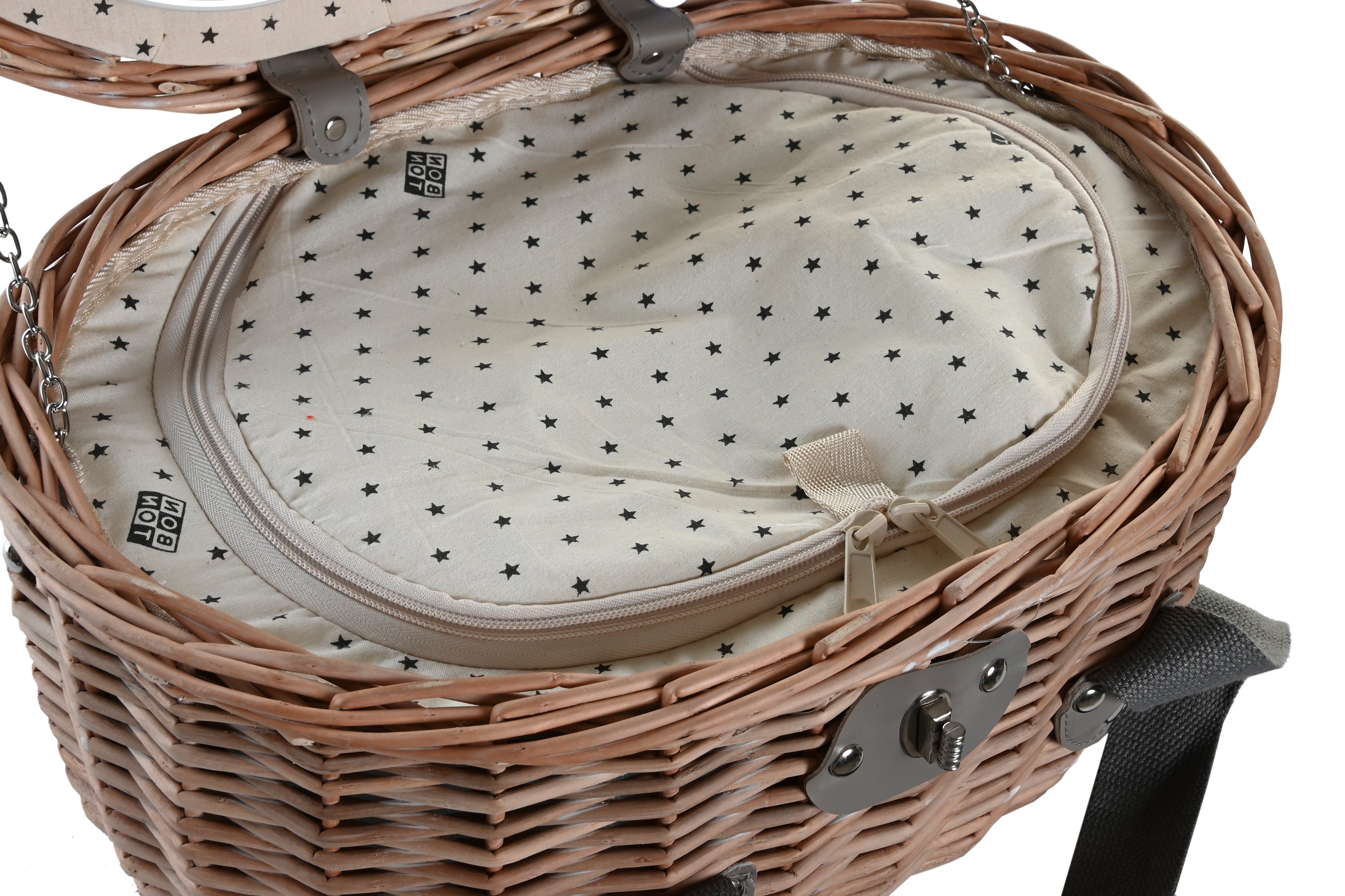 Cesta da picnic set con 10 accessori in vimini 39x28x22cm