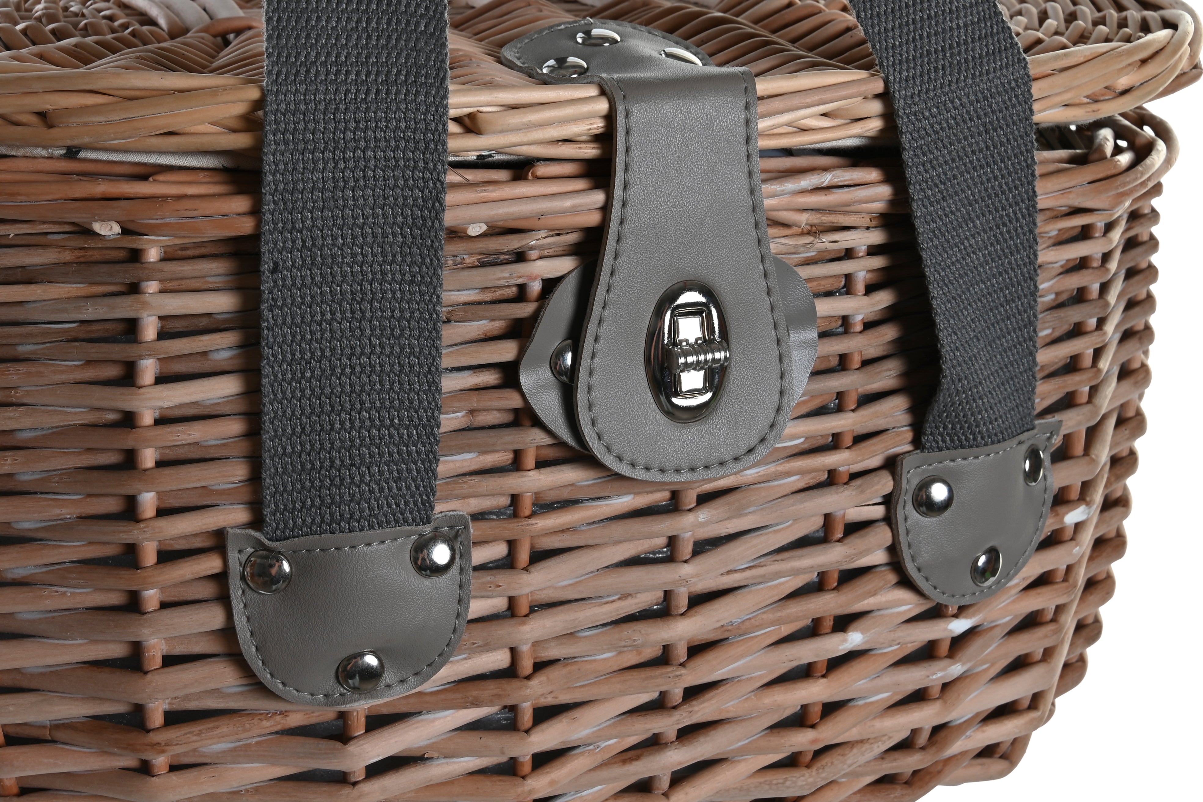 Cesta da picnic set con 10 accessori in vimini 39x28x22cm