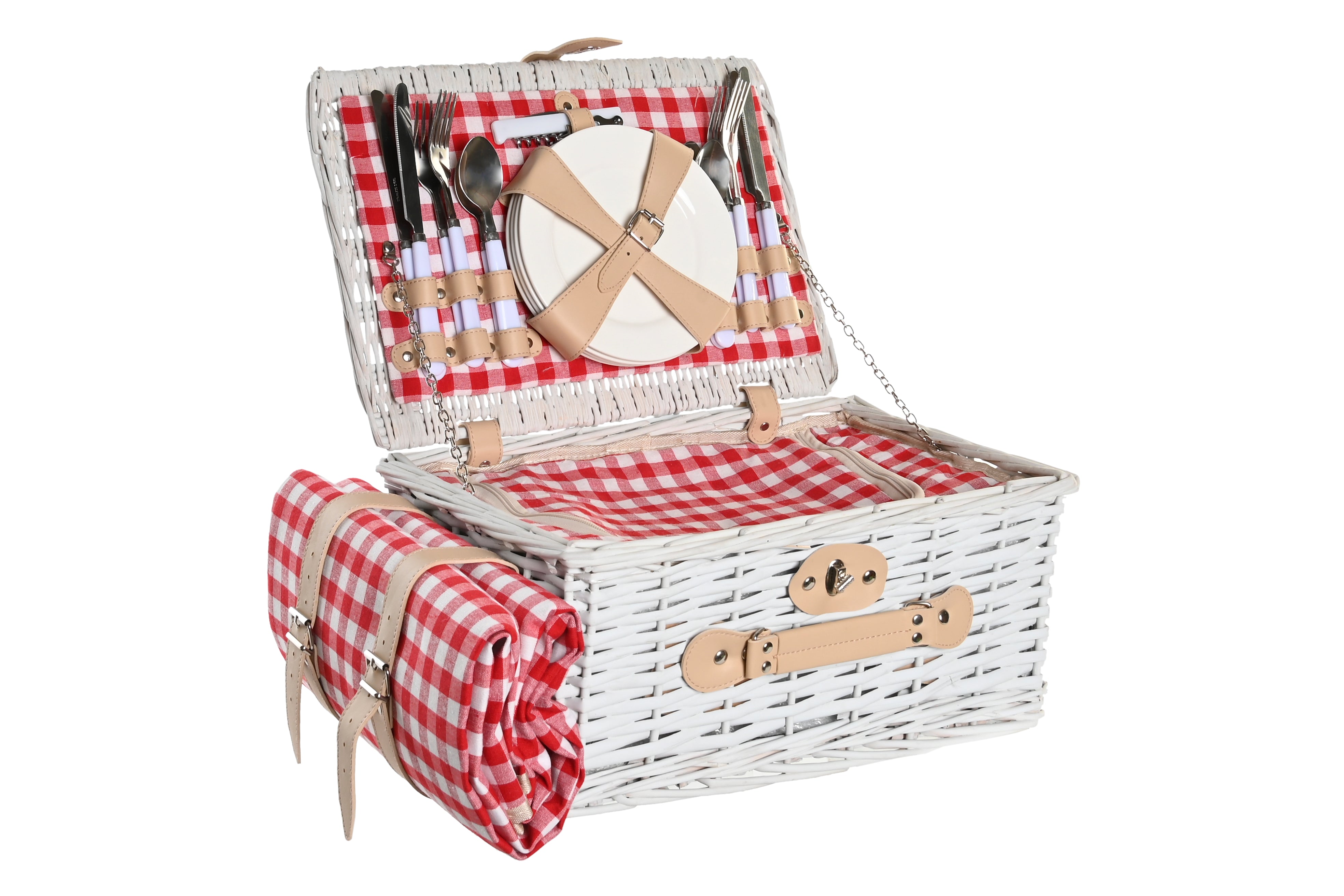 Cesta da picnic set con 16 accessori in vimini 40x28x20cm