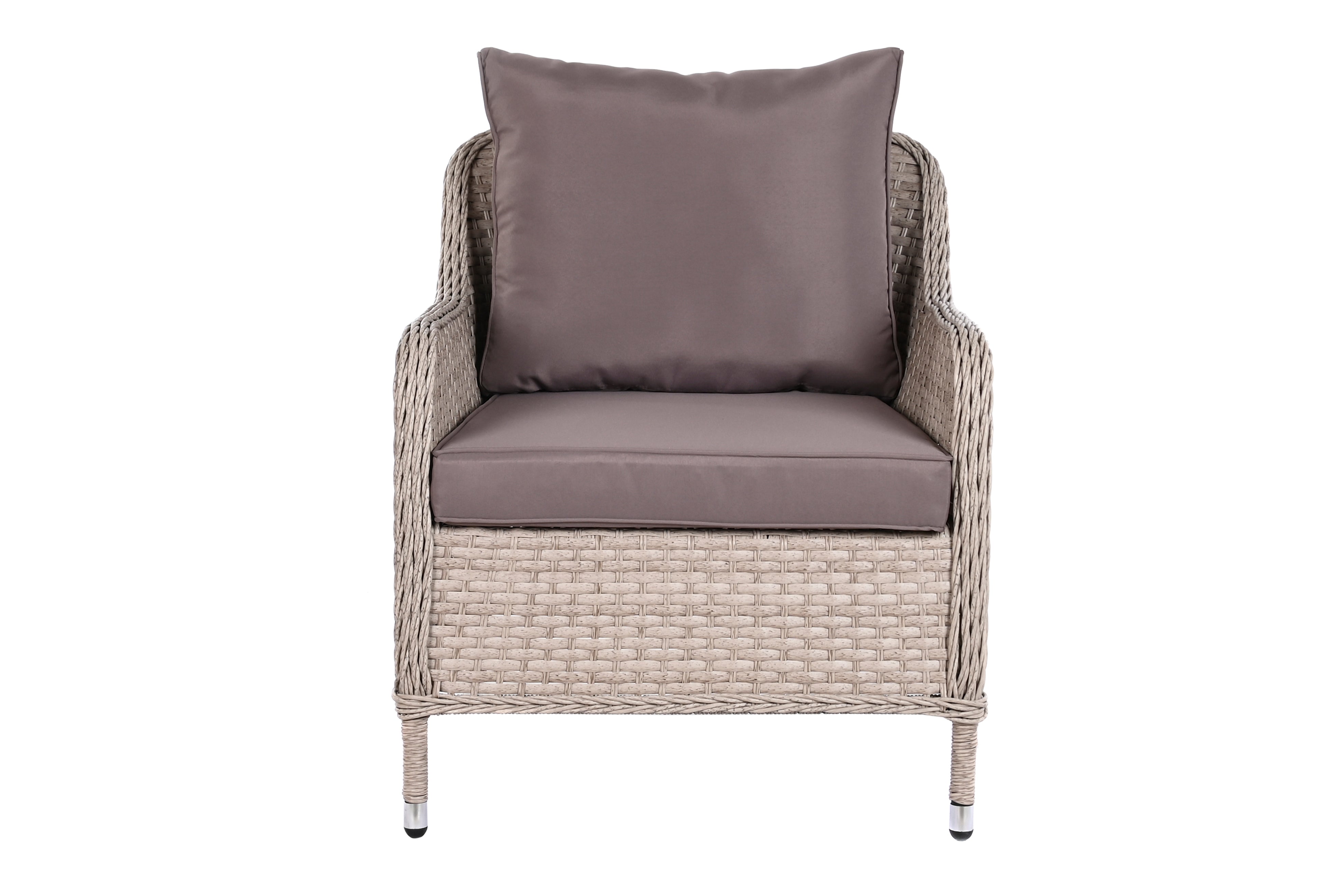 Tavola set da 2 poltrone 1 divano 1 tavolo in rattan sintetico e acciaio 175x73x81cm