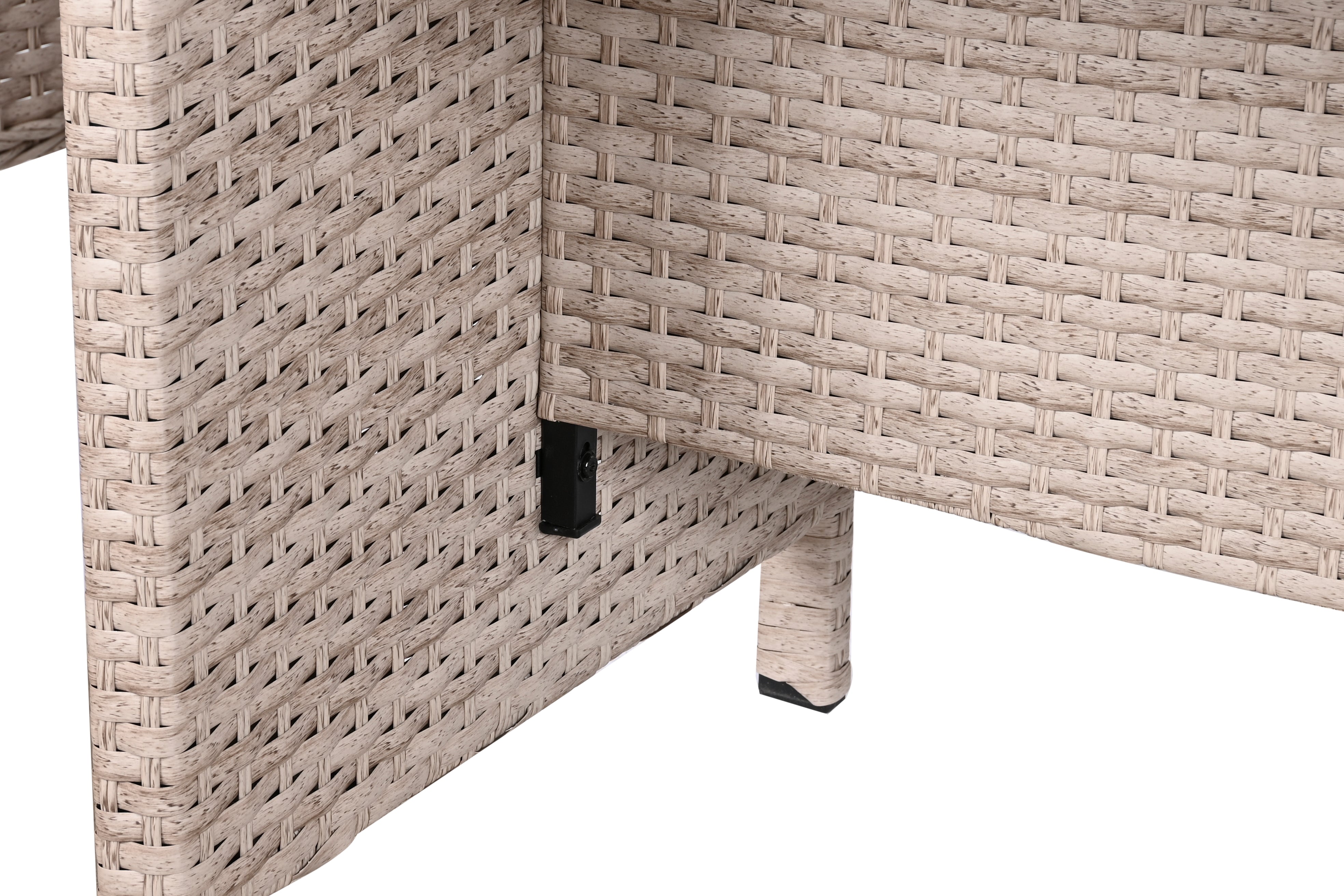 Tavola set da 2 poltrone 1 divano 1 tavolo in rattan sintetico e acciaio 175x73x81cm