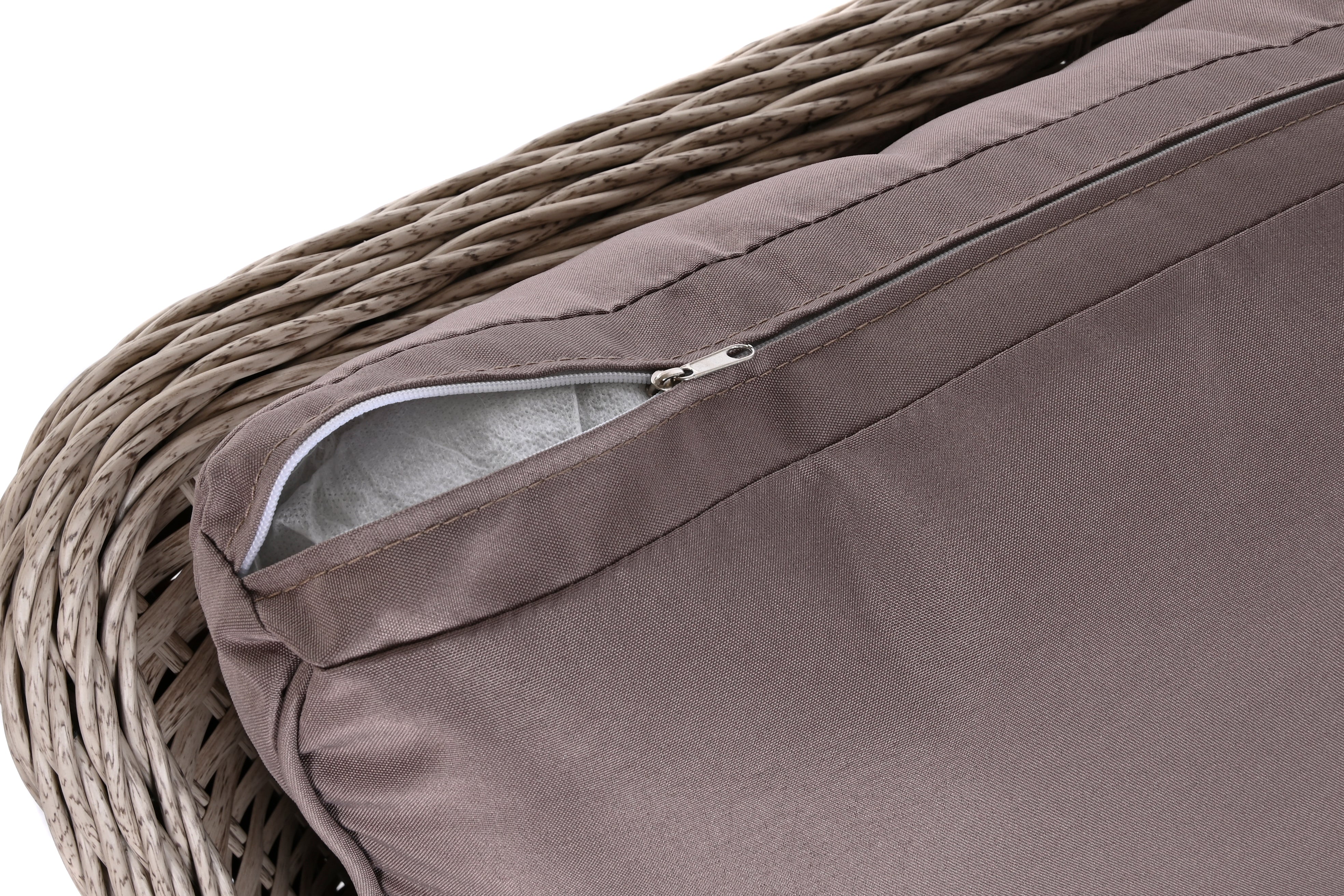 Tavola set da 2 poltrone 1 divano 1 tavolo in rattan sintetico e acciaio 175x73x81cm