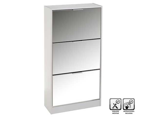 scarpiera c/specchio 3porte 60x24x115cm
