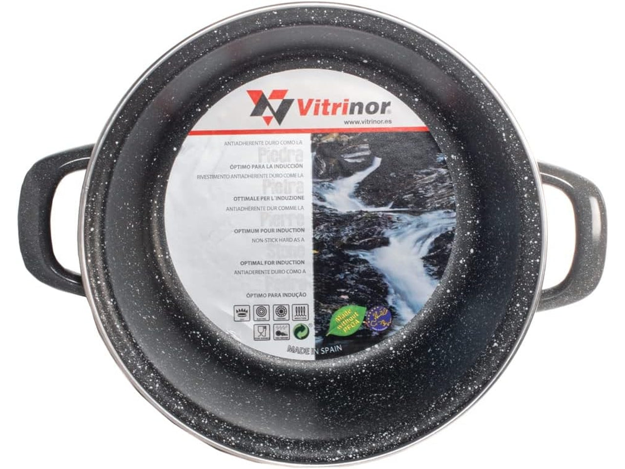 Casseruola con 2 manici d24xh11,5cm in acciaio smaltato pietra antiaderente rinforzata a due strati anche per induzione lavabile in lavastoviglie