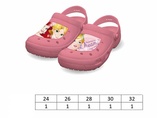 Ciabatte in gomma con fori crocs principesse