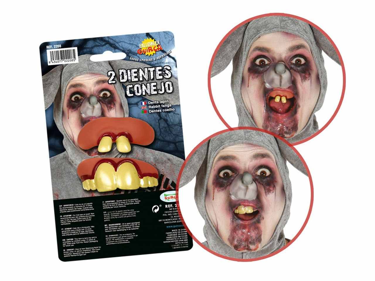 2 dentiere coniglio denti finti e dentoni