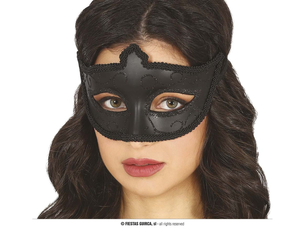 maschera nera con glitter
