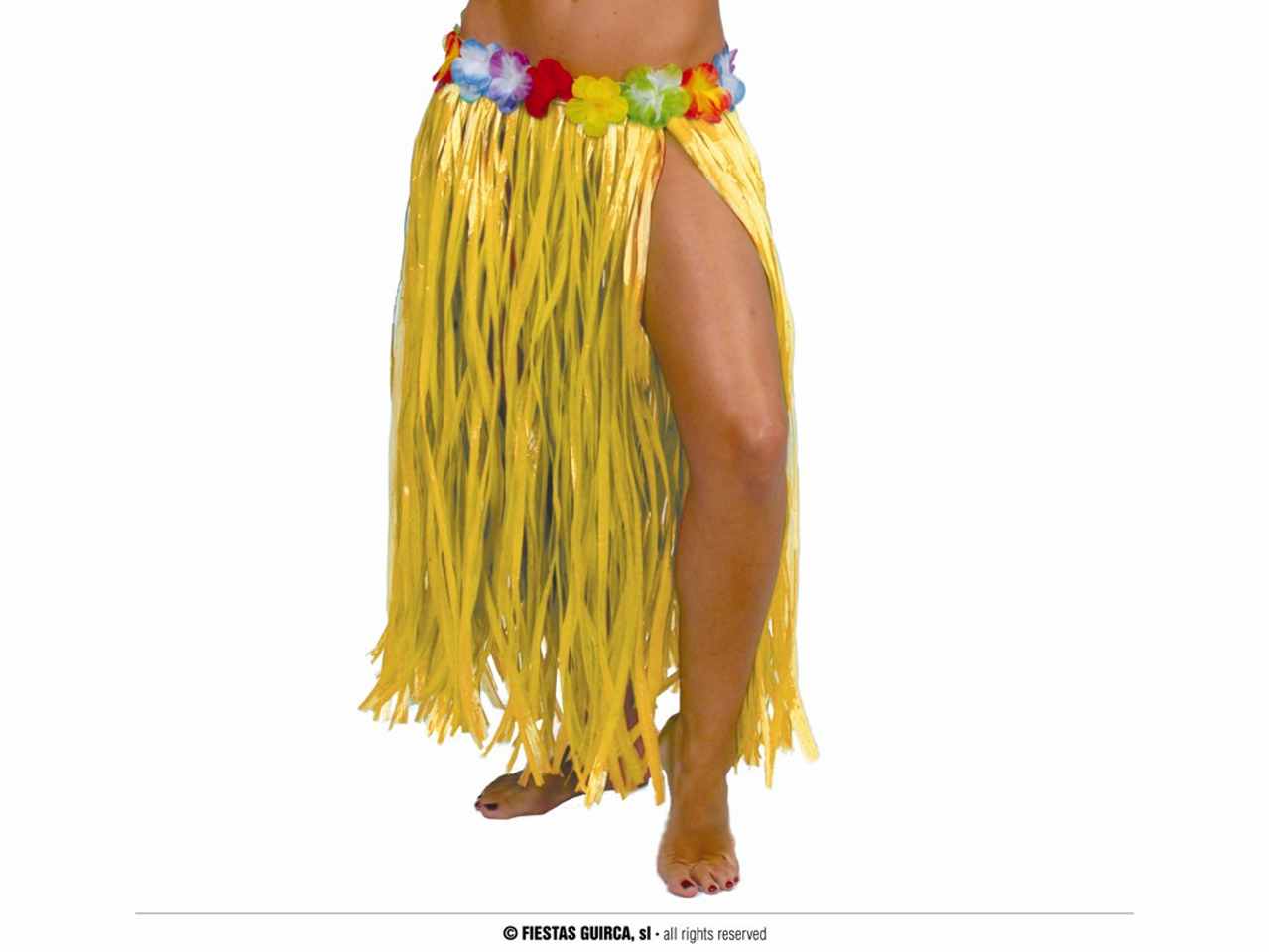 Gonna hawaiana hawaii con fiori 75cm colore giallo