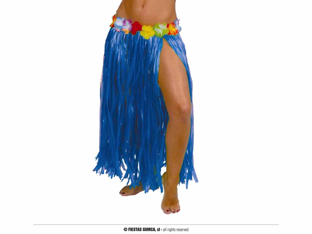 Gonna hawaiana hawaii con fiori 75cm colore azzurro