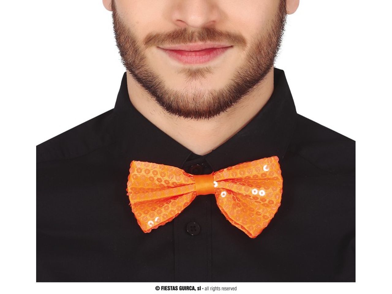 Papillon con paillettes arancione neon 13cm