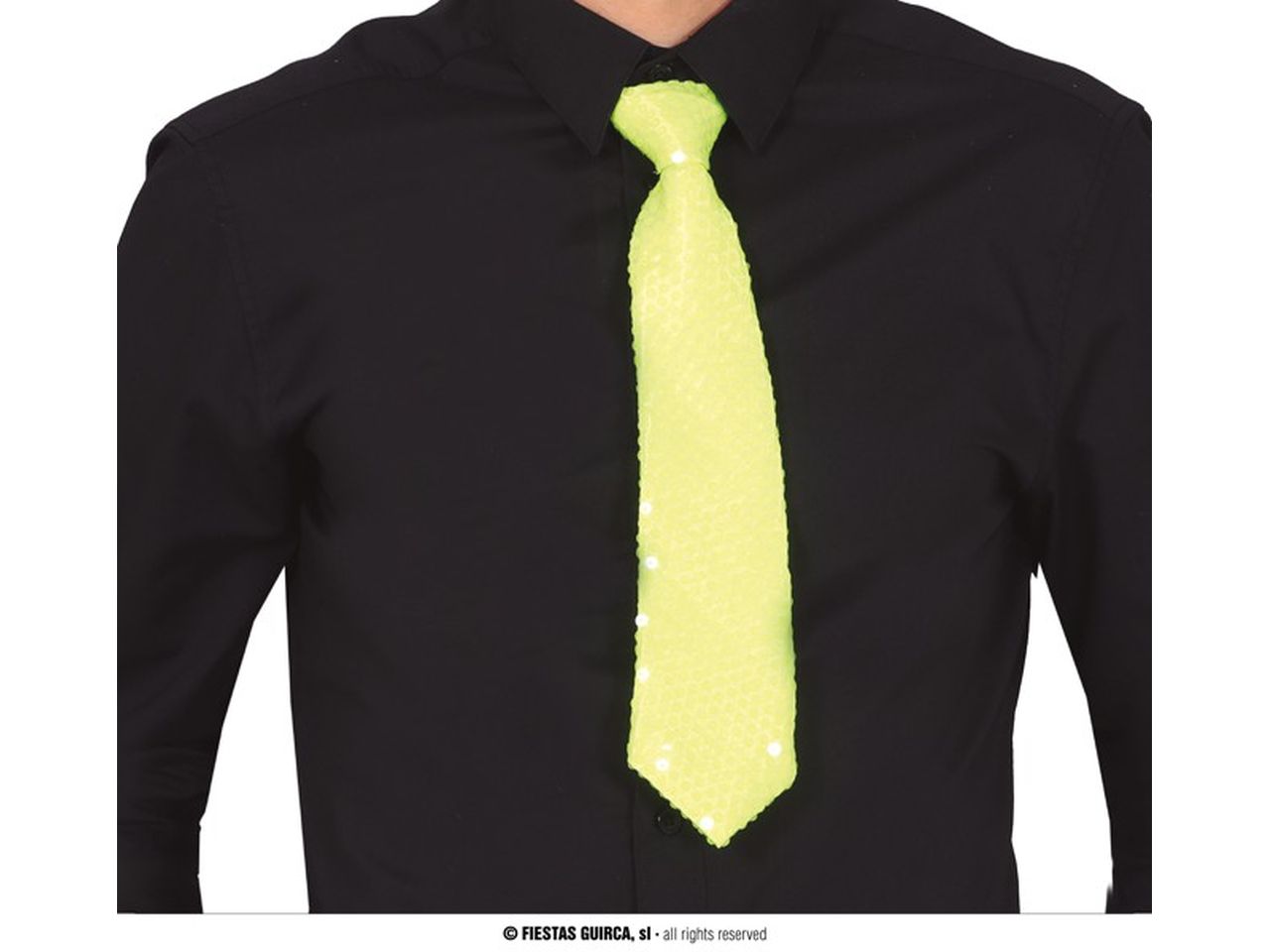 Cravatta 37cm con paillettes giallo neon