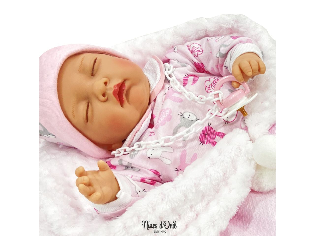 Bambola la mia bambina nana con gli occhi aperti colore rosa