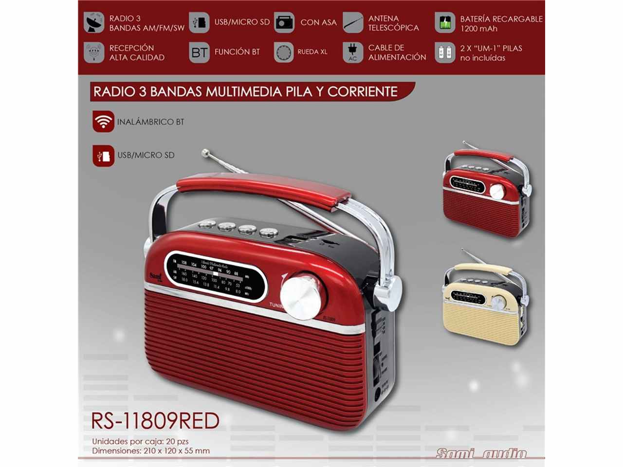 Radio sami ac/dc 3 bande rs-11809red