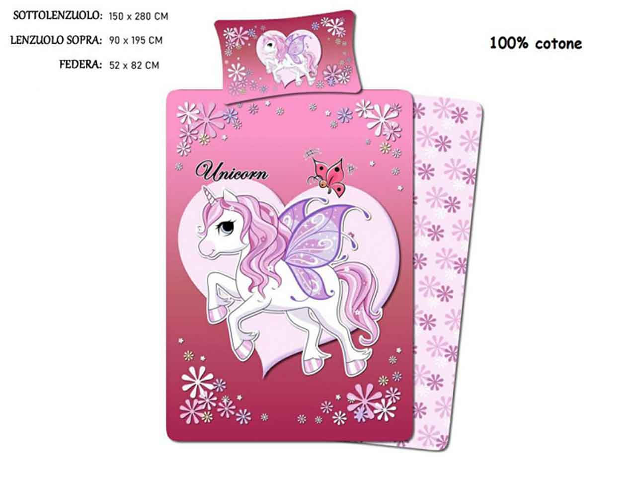 Unicorno set lenzuola 3pz 1p vy21192gd
