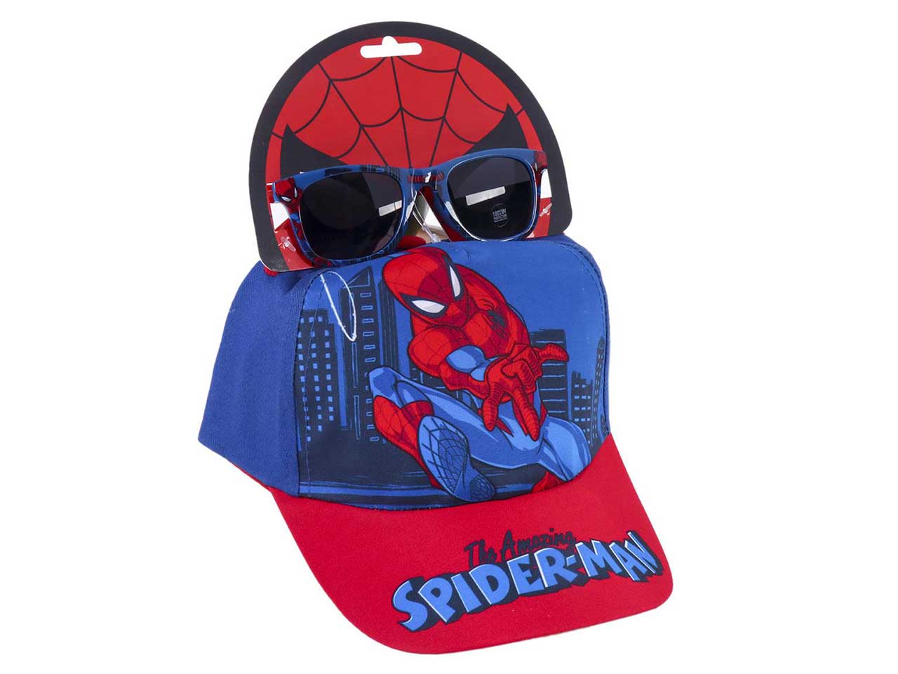 Spiderman cappello con visiera e occhiali da sole