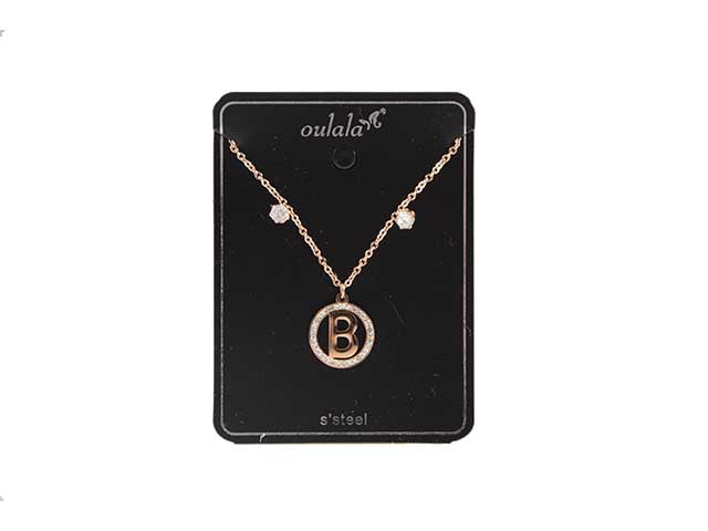 Collana c/iniziale oro rosa b c/orec.