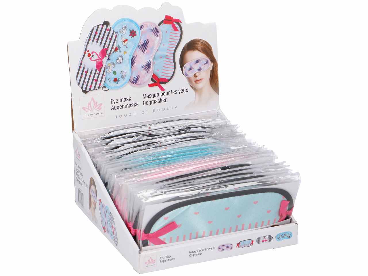 Touch of beauty maschera per occhi in poliestere 19x8x1cm in 4 assortimenti
