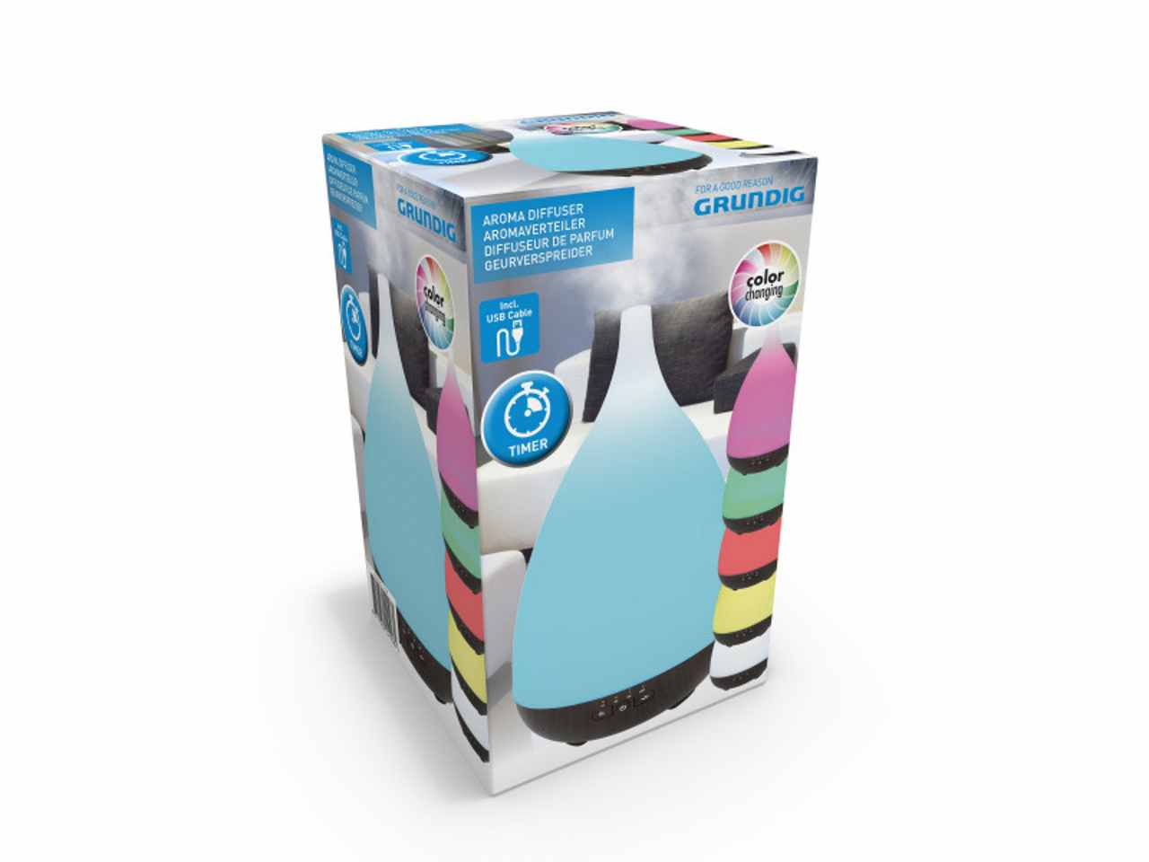 Grundig diffusore d'aroma multicolore incluso cavo usb 14x14x21,8cm