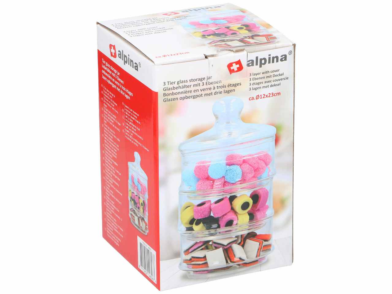 Alpina contenitore in vetro 3 pezzi impilabili 12x23cm