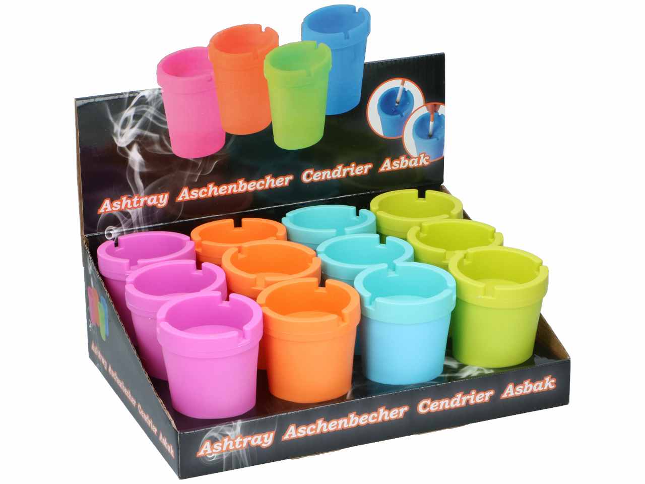 Posacenere in polipropilene 8x8x11cm 4 colori assortiti
