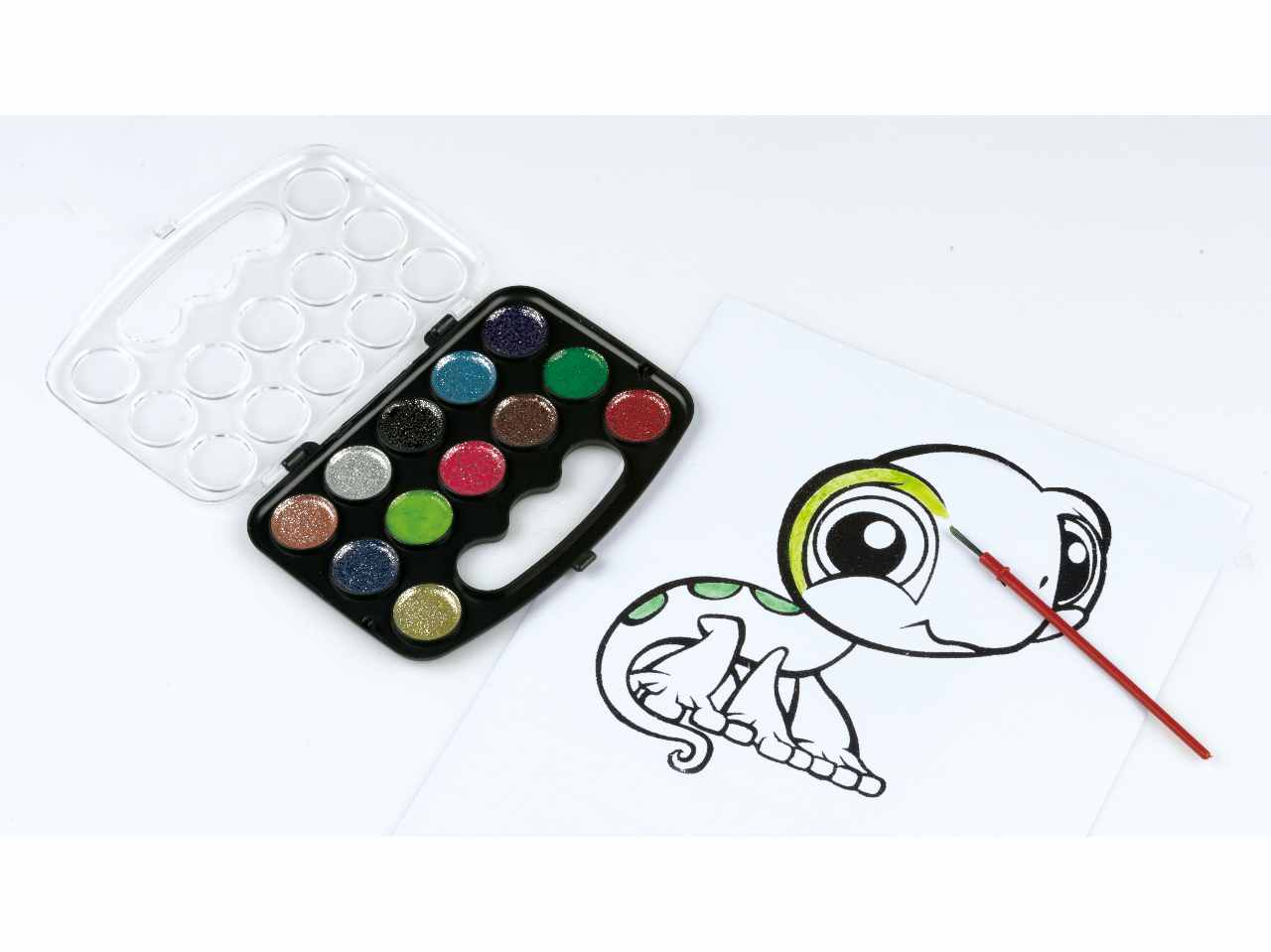 Topwrite kids acquerelli con glitter e 1 pennello 12cl 10,2x15,2x1,1cm