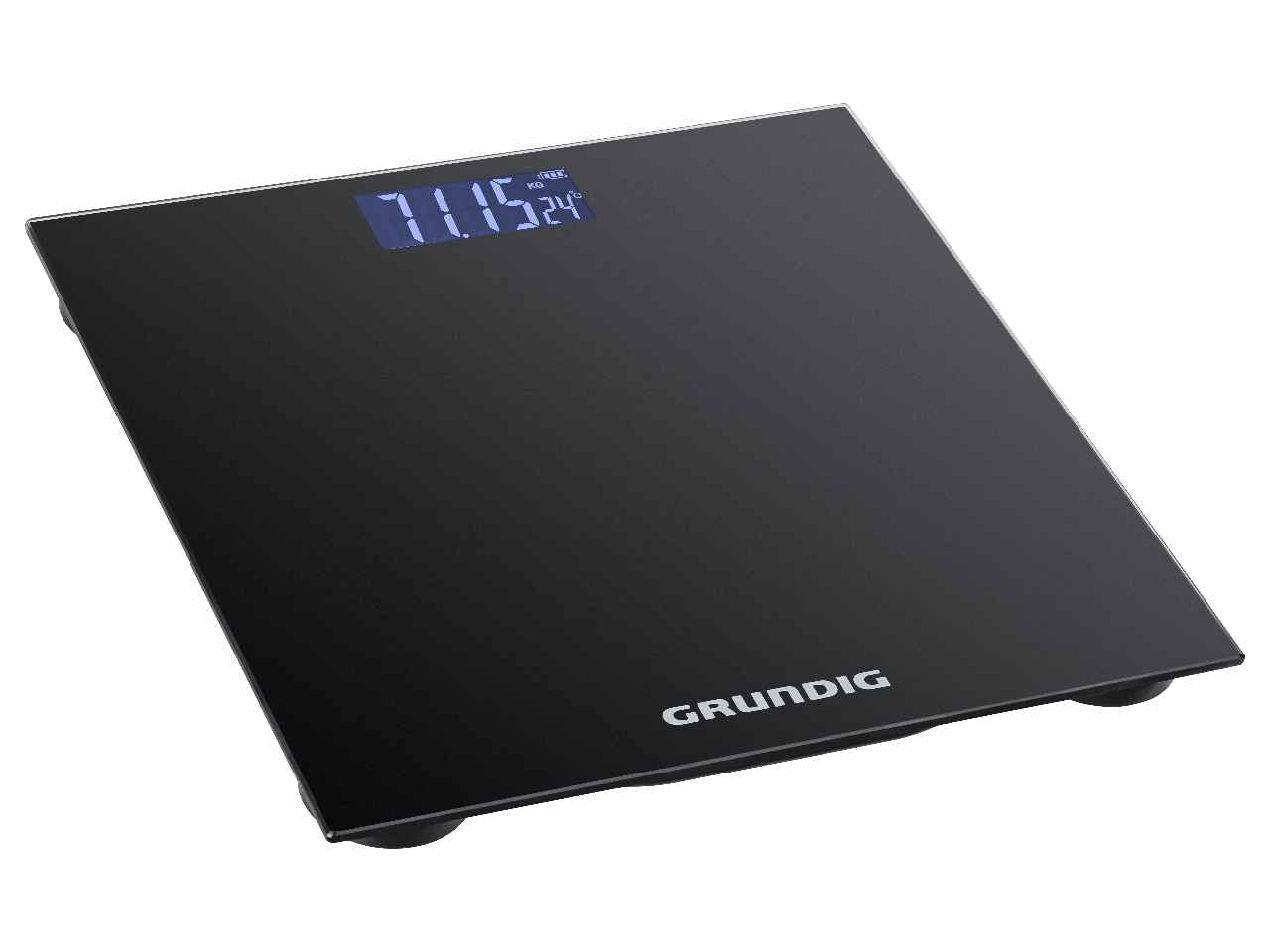 Grundig bilancia digitale pesa persone color nero in vetro e plastica abs 28x28x2,2cm max 180kg  incluse 2 pile aaa