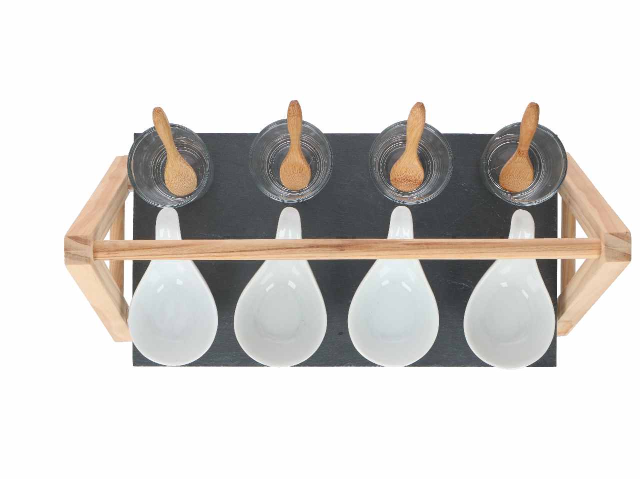 Alpina aperitivo in legno, ceramica, vetro e bamboo 28,5x15,5x8cm 13 pezzi