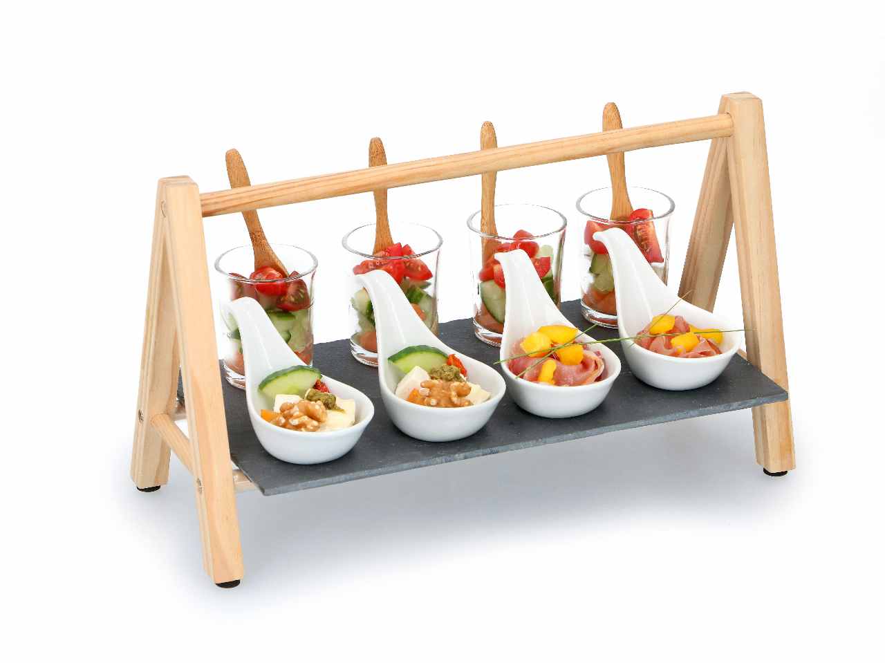 Alpina aperitivo in legno, ceramica, vetro e bamboo 28,5x15,5x8cm 13 pezzi