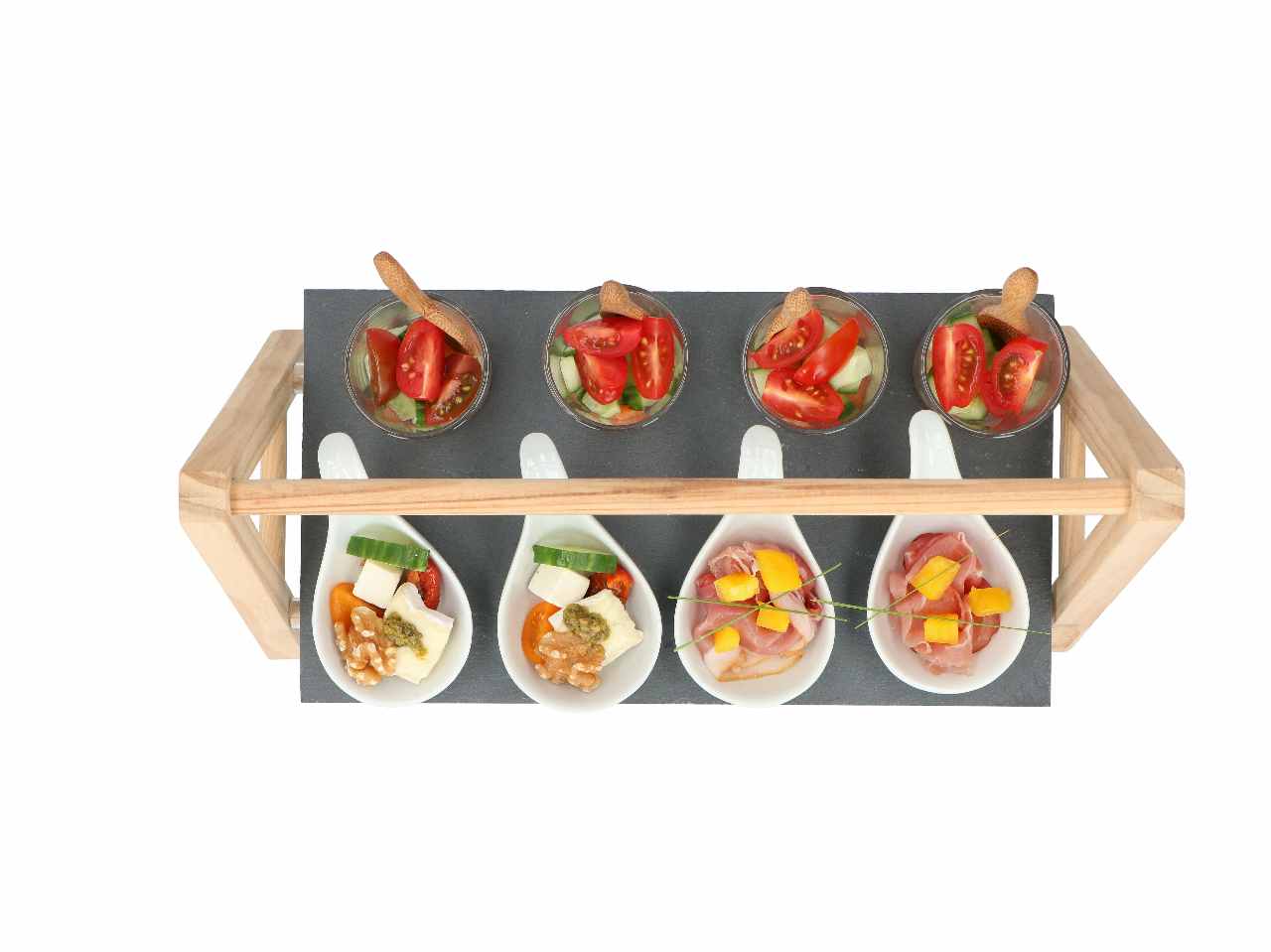 Alpina aperitivo in legno, ceramica, vetro e bamboo 28,5x15,5x8cm 13 pezzi
