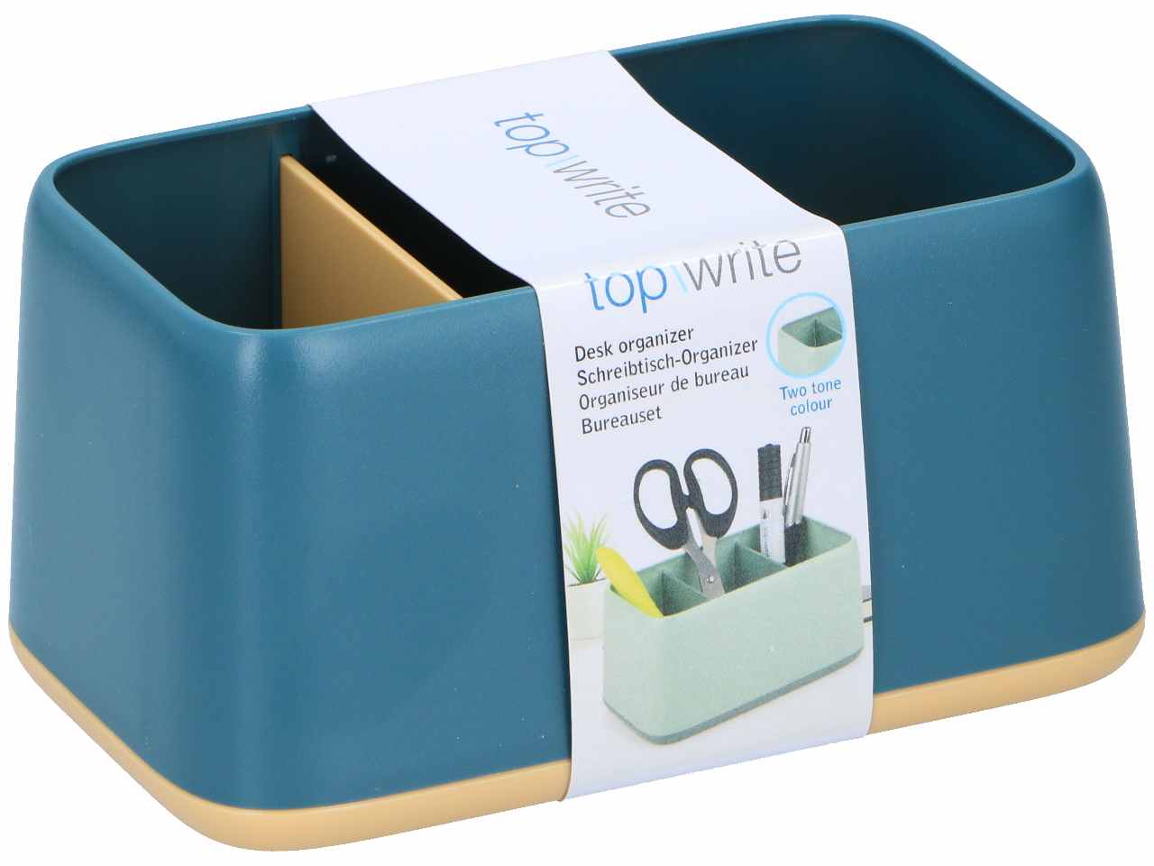 topwrite organizer da scrivania in plastica abs con 2 scomparti 15x9,8x8cm in 4 assortimenti