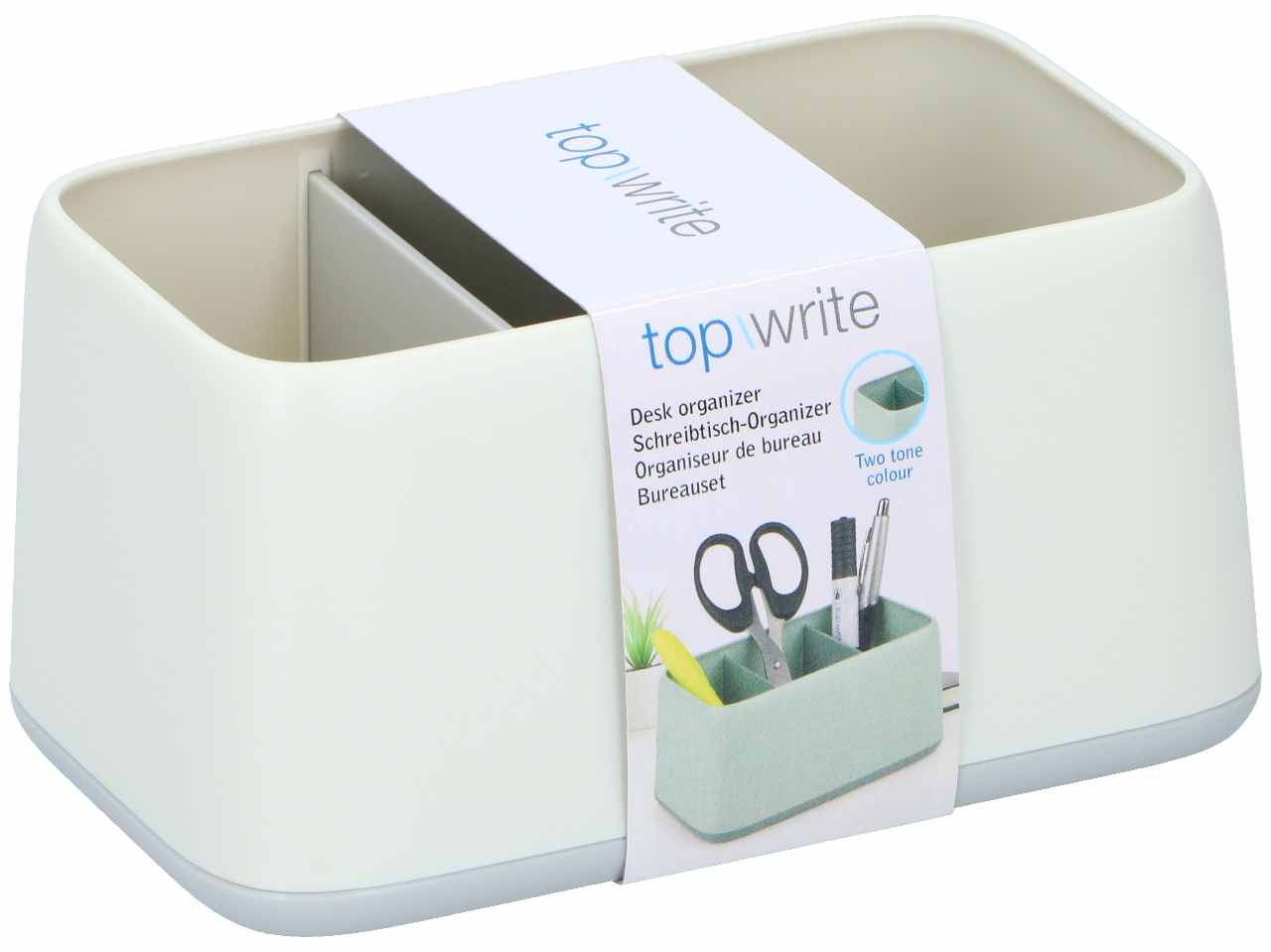 topwrite organizer da scrivania in plastica abs con 2 scomparti 15x9,8x8cm in 4 assortimenti