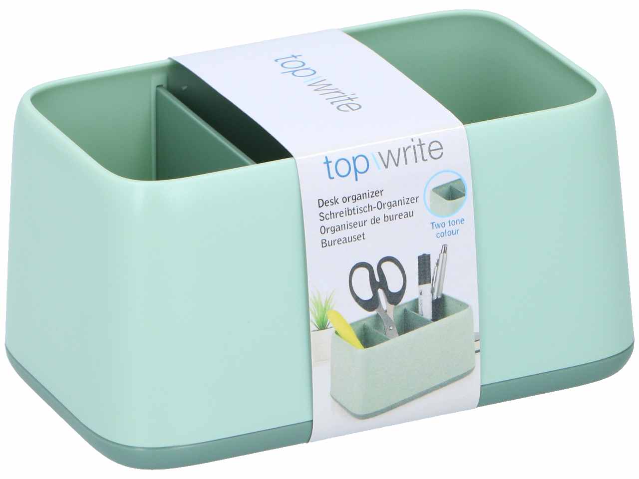 topwrite organizer da scrivania in plastica abs con 2 scomparti 15x9,8x8cm in 4 assortimenti