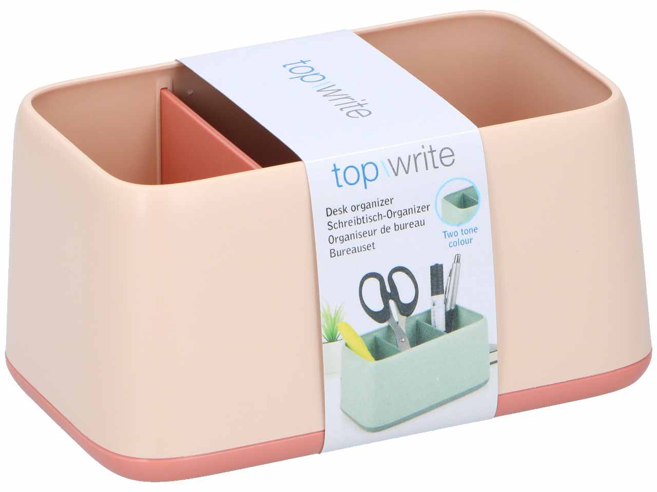 topwrite organizer da scrivania in plastica abs con 2 scomparti 15x9,8x8cm in 4 assortimenti