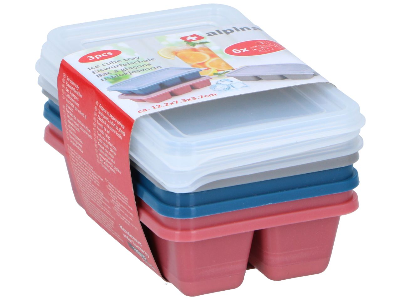 Formine con coperchio in polipropilene poliestere e gomma termoplastica per cubetti di ghiaccio in 3 pezzi marchio alpina