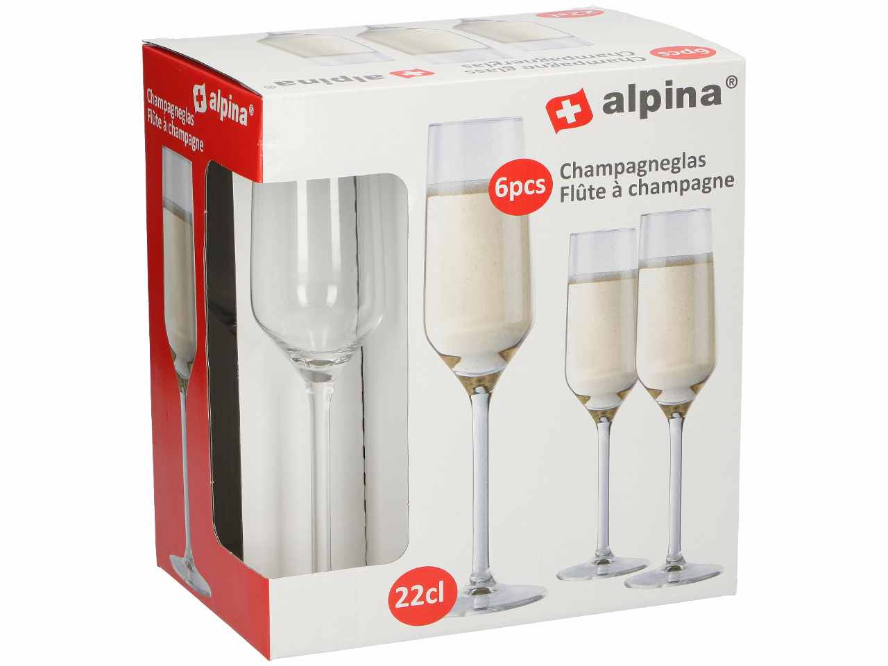 Alpina calici in vetro 6 pezzi da champagne 22cl 23x5,6x5,6cm