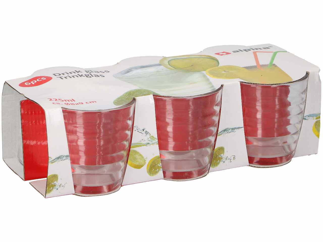 Alpina bicchieri in vetro 230ml 6 pezzi 8,5x8,5cm