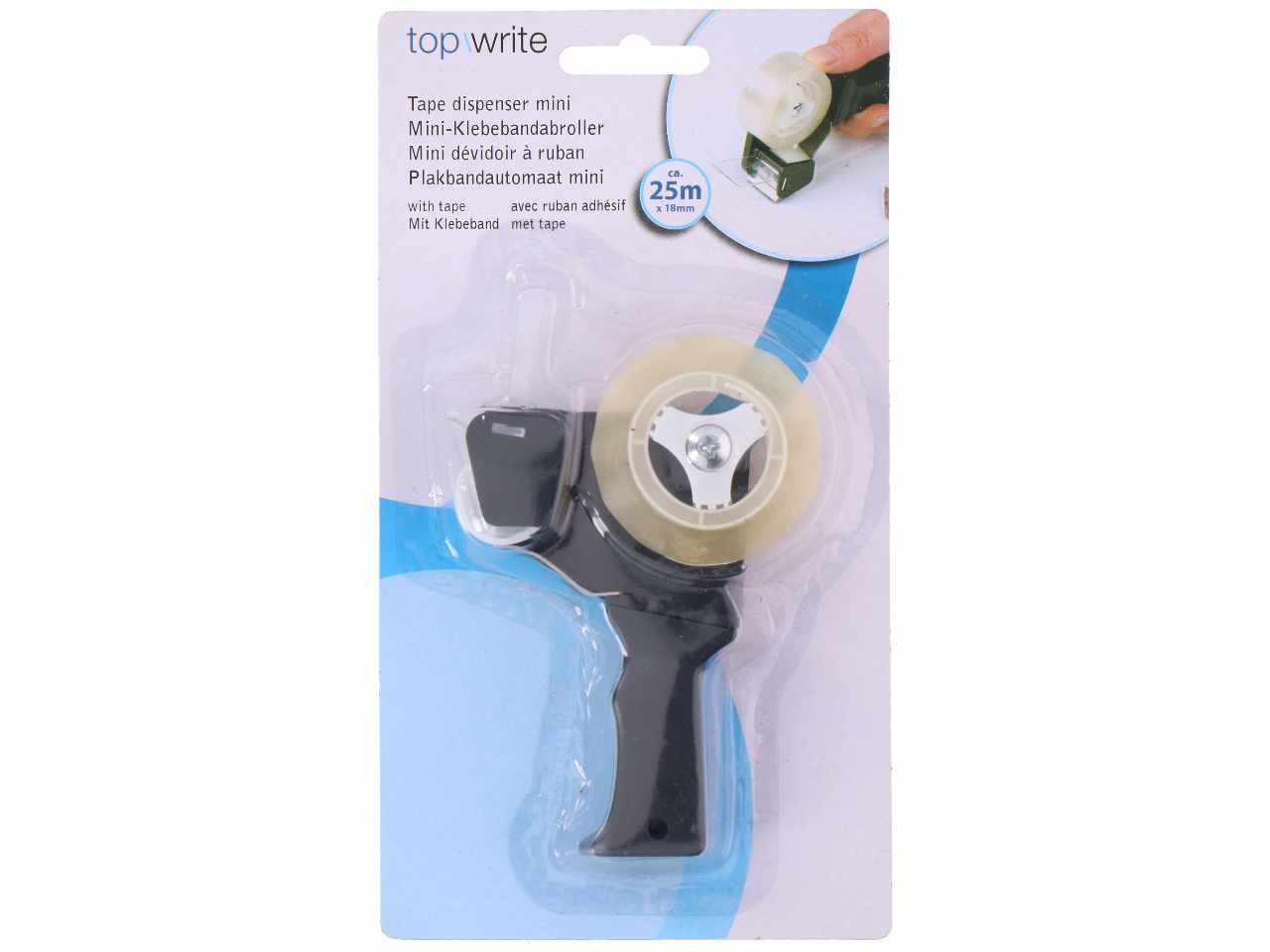 topwrite office dispenser per scotch con scotch da 25m 11,9x2,9x7,6cm