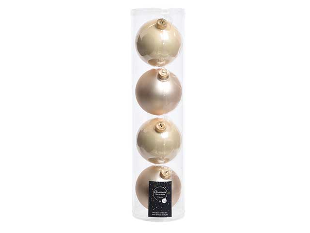 Palline di natale in vetro finitura smaltata e opaca colore perla misura d.10cm
