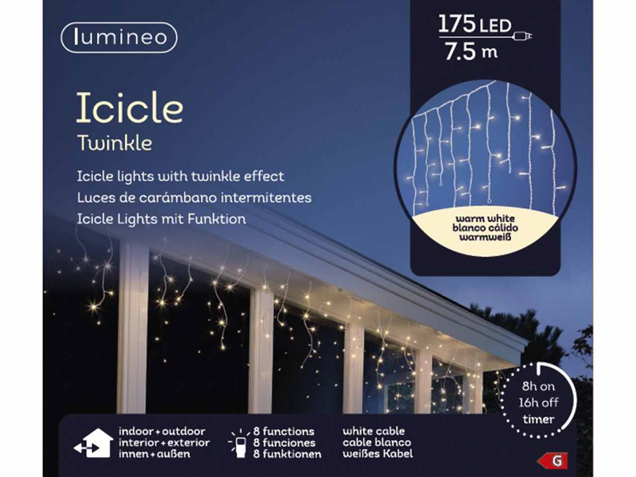 Tenda 175led bianco caldo 75metri con 8 funzioni uso esterno